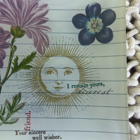 Fringe Studio Printemps Fleurs FRIEND Rectangular Glass Trinket Tray 8" x 4" - Picture 3 of 6